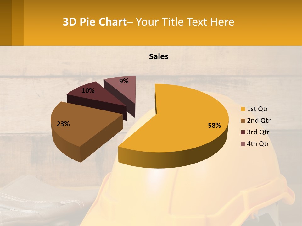 A Yellow Hard Hat Sitting On Top Of A Wooden Table PowerPoint Template
