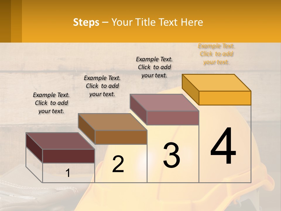 A Yellow Hard Hat Sitting On Top Of A Wooden Table PowerPoint Template