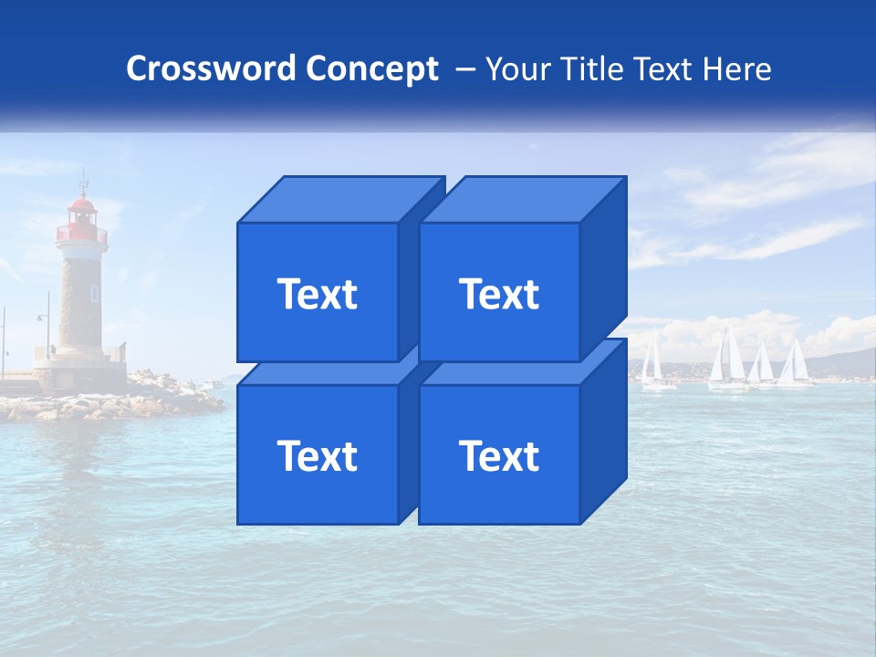 A Lighthouse With Sailboats In The Water On A Sunny Day PowerPoint Template