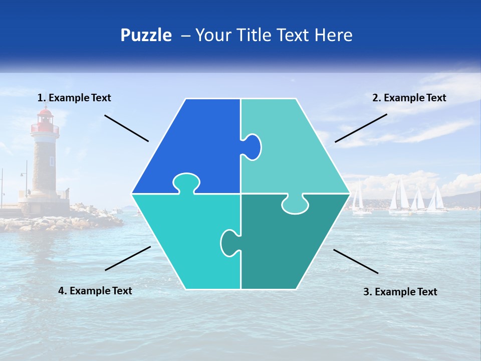 A Lighthouse With Sailboats In The Water On A Sunny Day PowerPoint Template