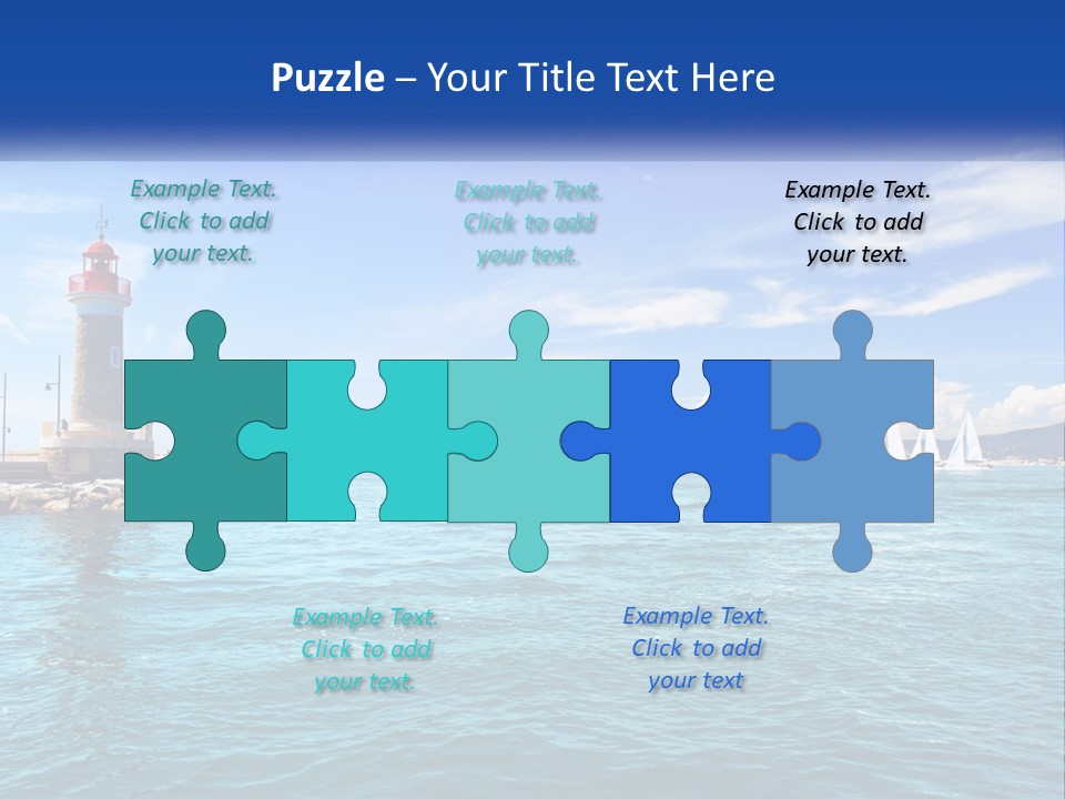 A Lighthouse With Sailboats In The Water On A Sunny Day PowerPoint Template