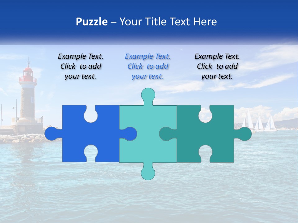 A Lighthouse With Sailboats In The Water On A Sunny Day PowerPoint Template