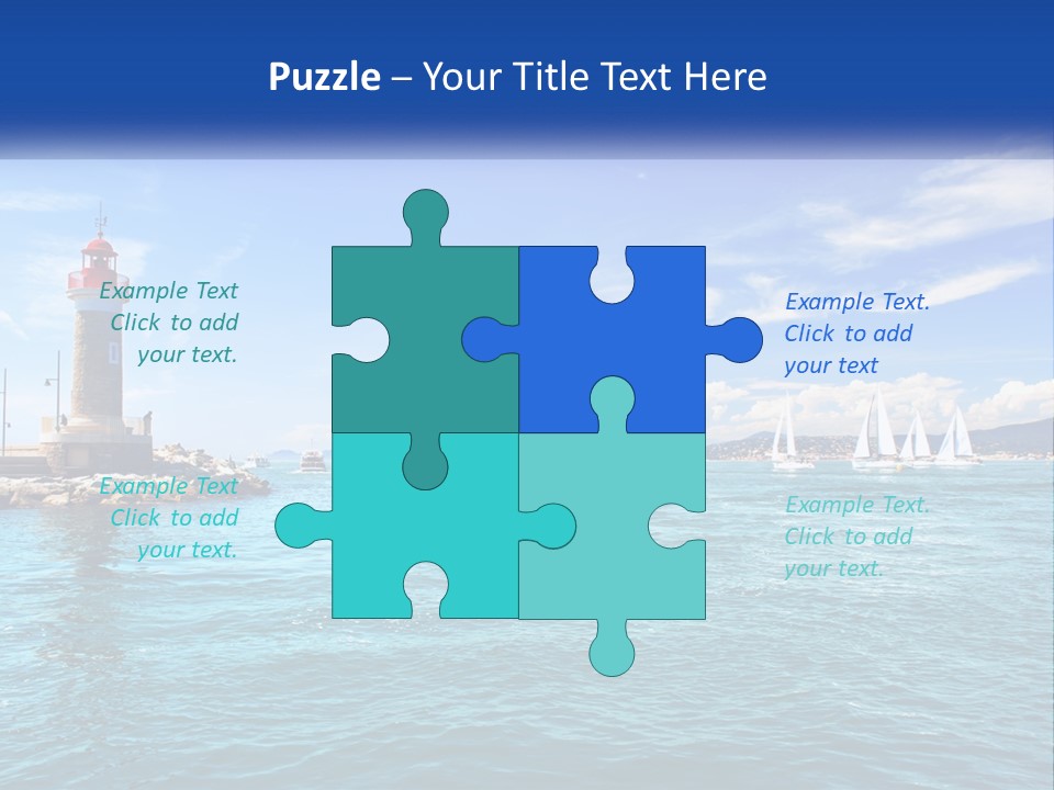 A Lighthouse With Sailboats In The Water On A Sunny Day PowerPoint Template