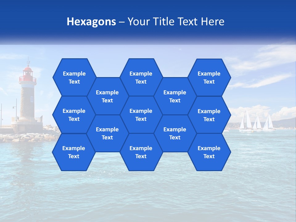 A Lighthouse With Sailboats In The Water On A Sunny Day PowerPoint Template