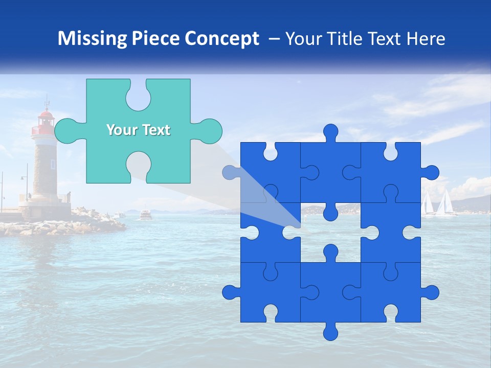A Lighthouse With Sailboats In The Water On A Sunny Day PowerPoint Template