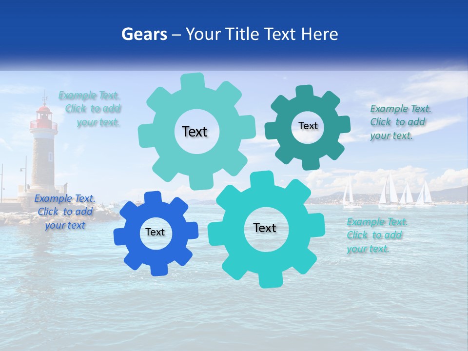 A Lighthouse With Sailboats In The Water On A Sunny Day PowerPoint Template