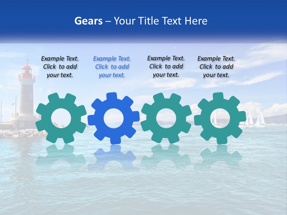 A Lighthouse With Sailboats In The Water On A Sunny Day PowerPoint Template