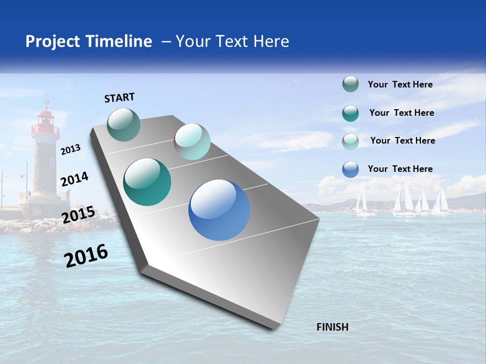A Lighthouse With Sailboats In The Water On A Sunny Day PowerPoint Template