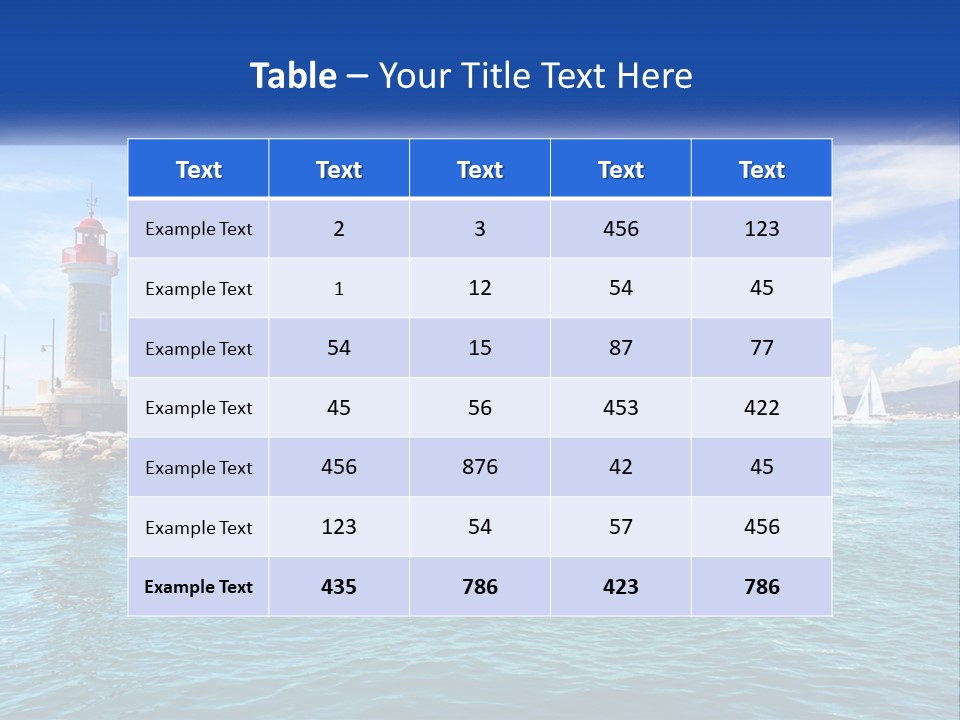 A Lighthouse With Sailboats In The Water On A Sunny Day PowerPoint Template