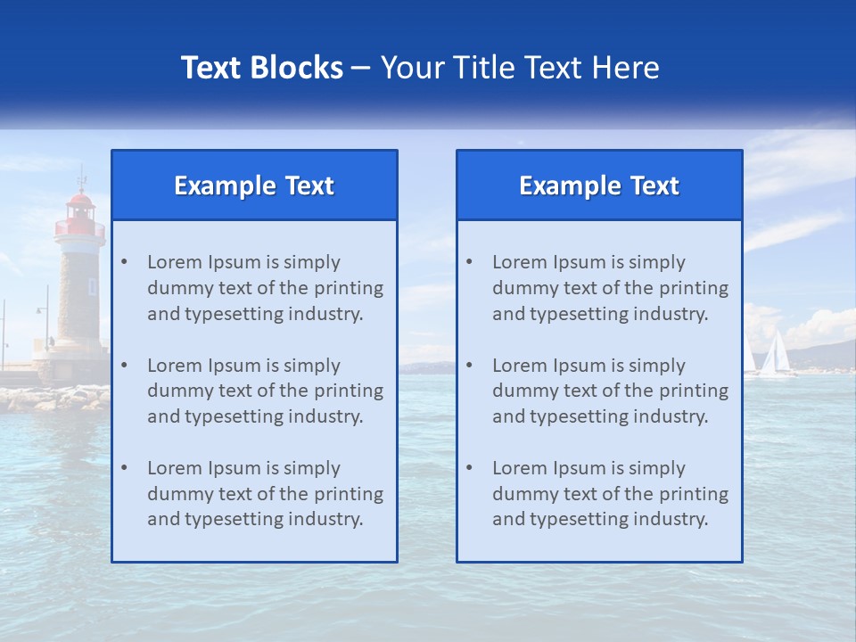 A Lighthouse With Sailboats In The Water On A Sunny Day PowerPoint Template