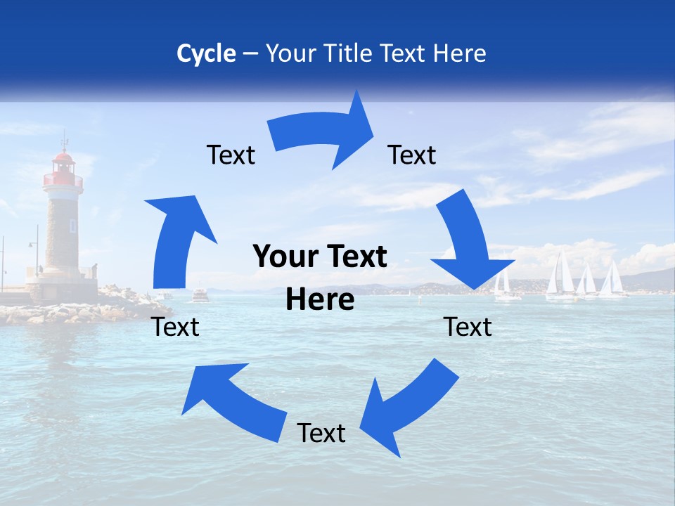 A Lighthouse With Sailboats In The Water On A Sunny Day PowerPoint Template