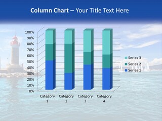 A Lighthouse With Sailboats In The Water On A Sunny Day PowerPoint Template