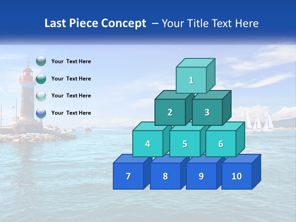 A Lighthouse With Sailboats In The Water On A Sunny Day PowerPoint Template