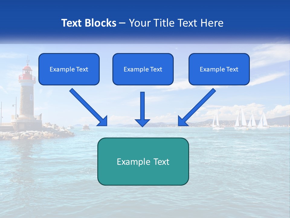 A Lighthouse With Sailboats In The Water On A Sunny Day PowerPoint Template