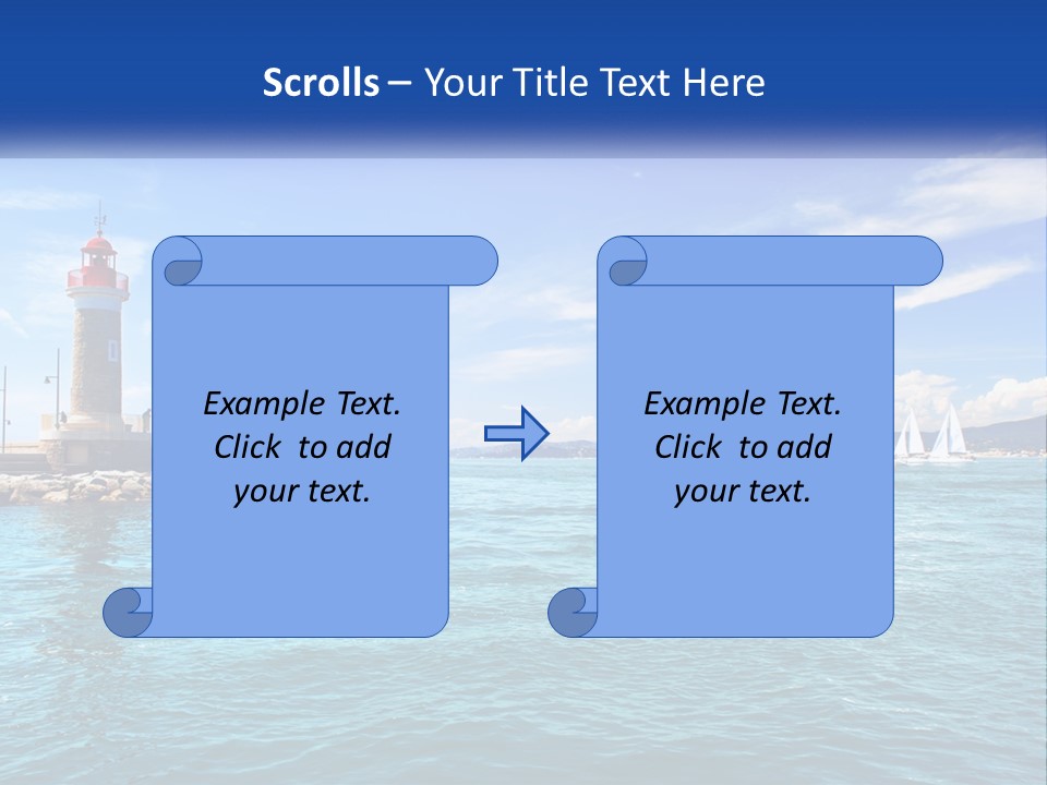 A Lighthouse With Sailboats In The Water On A Sunny Day PowerPoint Template