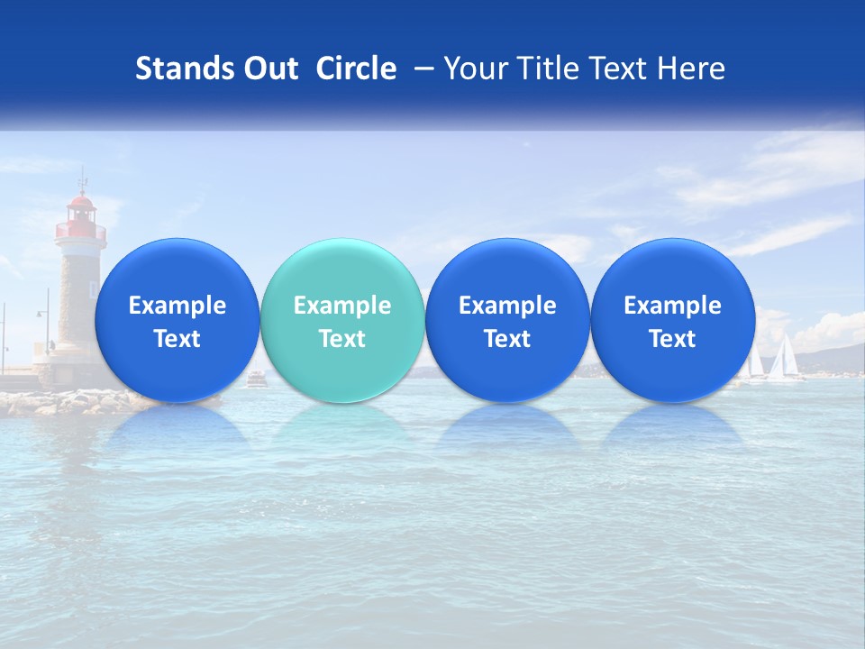 A Lighthouse With Sailboats In The Water On A Sunny Day PowerPoint Template