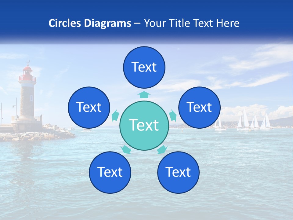 A Lighthouse With Sailboats In The Water On A Sunny Day PowerPoint Template