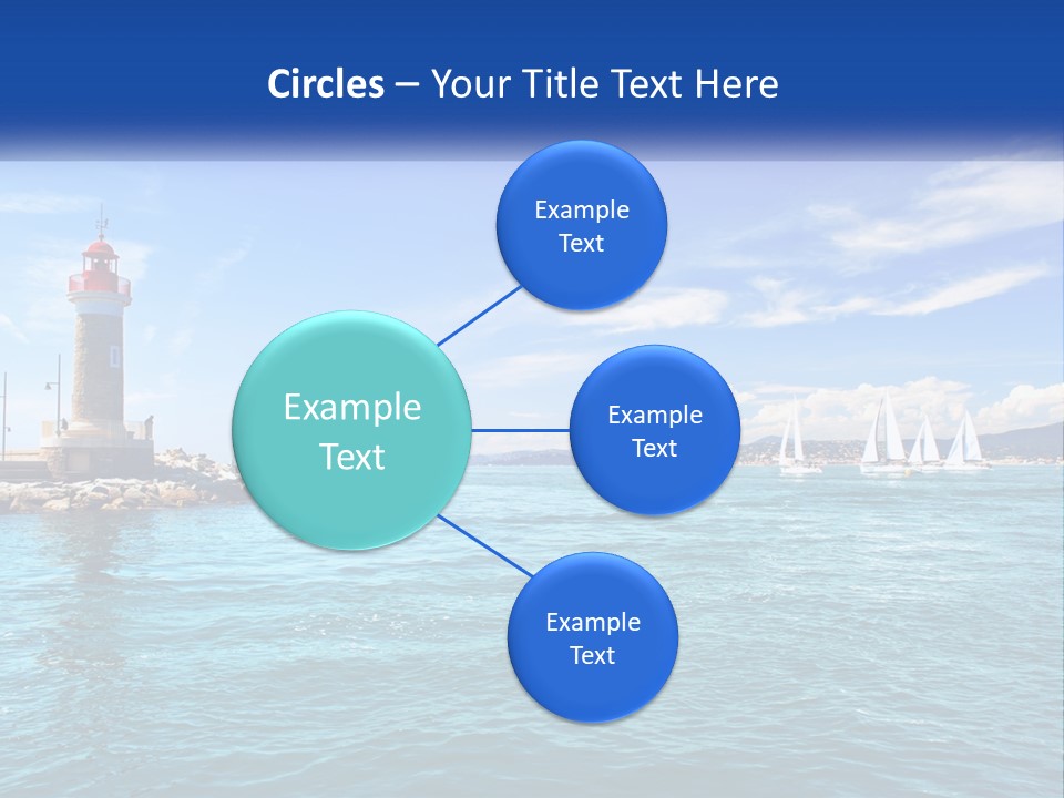 A Lighthouse With Sailboats In The Water On A Sunny Day PowerPoint Template