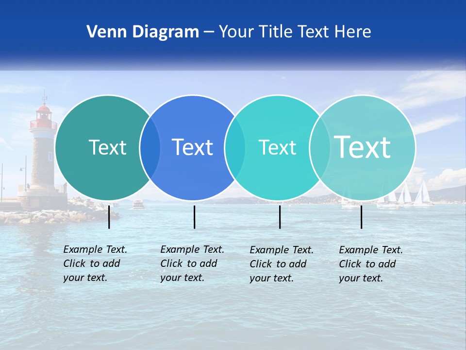 A Lighthouse With Sailboats In The Water On A Sunny Day PowerPoint Template