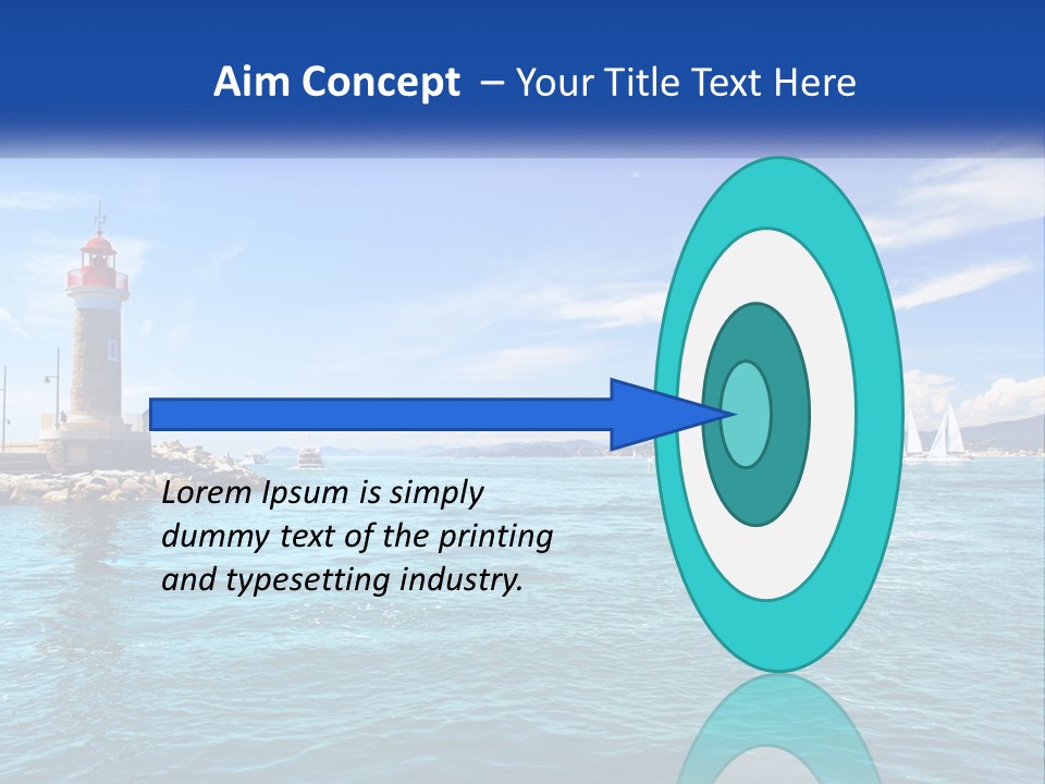 A Lighthouse With Sailboats In The Water On A Sunny Day PowerPoint Template