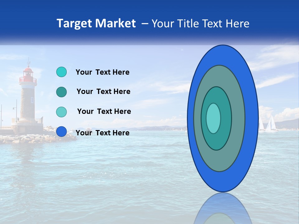 A Lighthouse With Sailboats In The Water On A Sunny Day PowerPoint Template