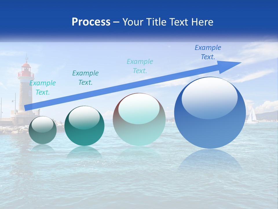 A Lighthouse With Sailboats In The Water On A Sunny Day PowerPoint Template