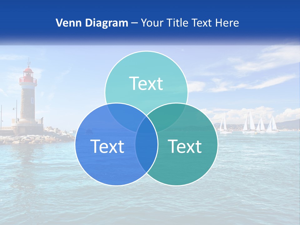 A Lighthouse With Sailboats In The Water On A Sunny Day PowerPoint Template