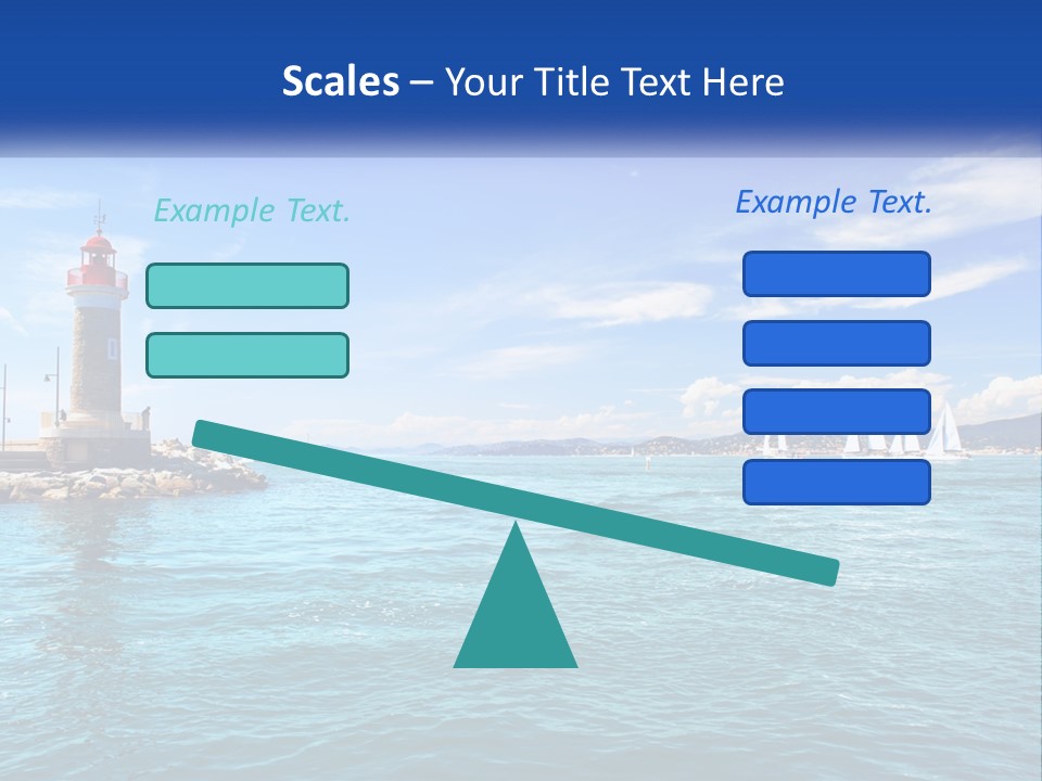 A Lighthouse With Sailboats In The Water On A Sunny Day PowerPoint Template