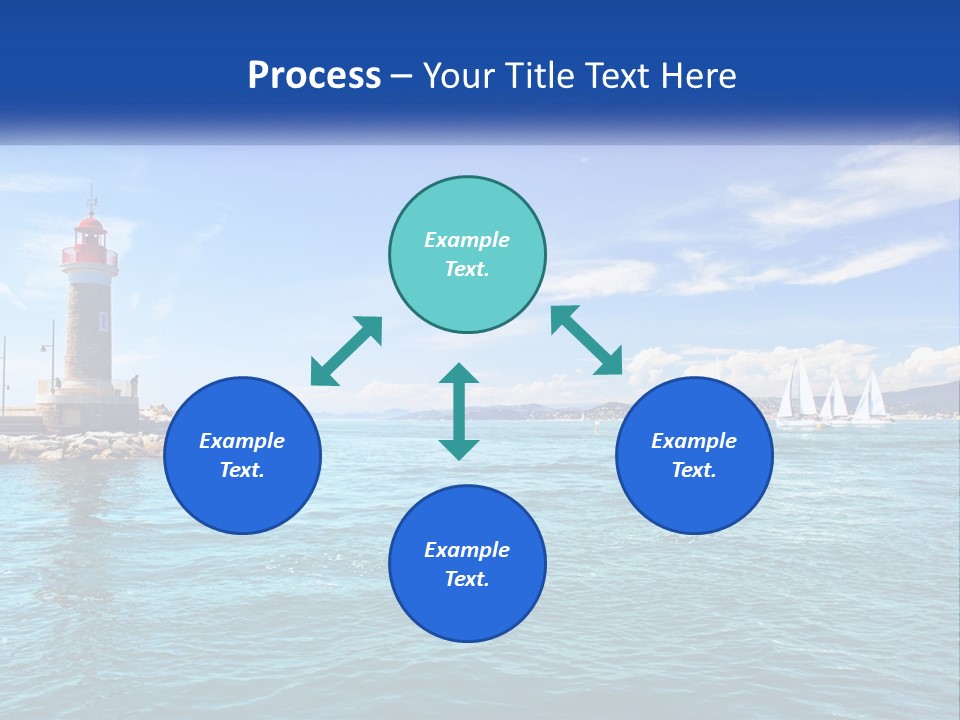 A Lighthouse With Sailboats In The Water On A Sunny Day PowerPoint Template