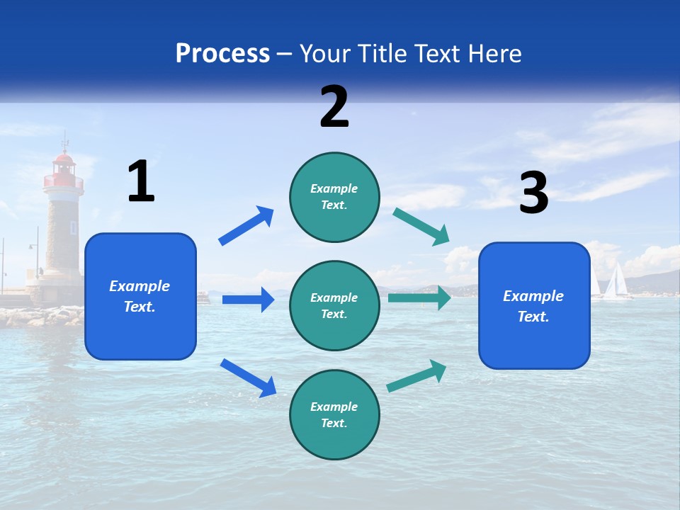 A Lighthouse With Sailboats In The Water On A Sunny Day PowerPoint Template