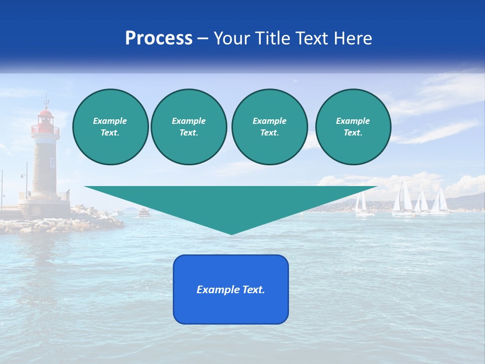 A Lighthouse With Sailboats In The Water On A Sunny Day PowerPoint Template