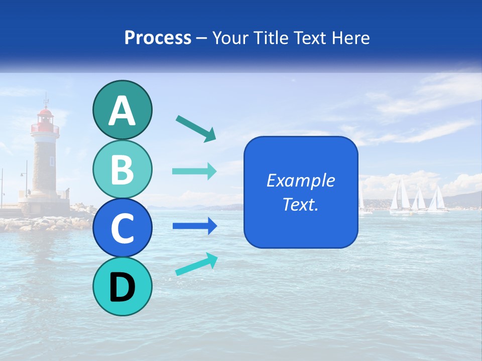 A Lighthouse With Sailboats In The Water On A Sunny Day PowerPoint Template