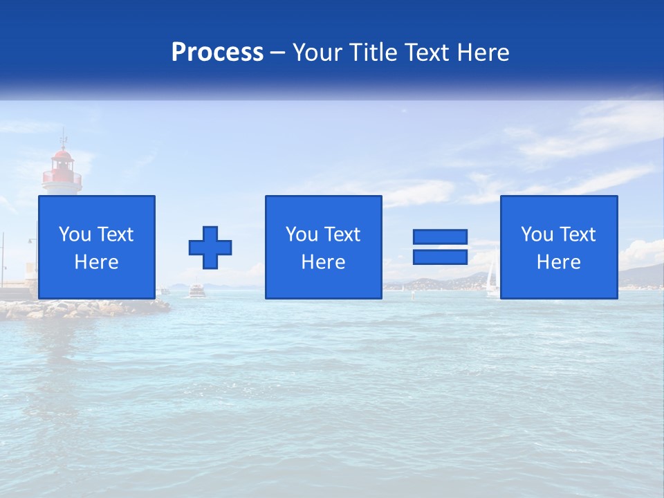 A Lighthouse With Sailboats In The Water On A Sunny Day PowerPoint Template
