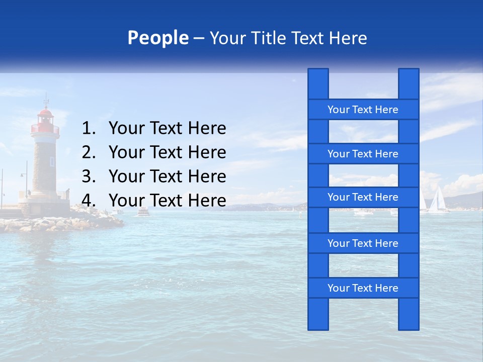 A Lighthouse With Sailboats In The Water On A Sunny Day PowerPoint Template