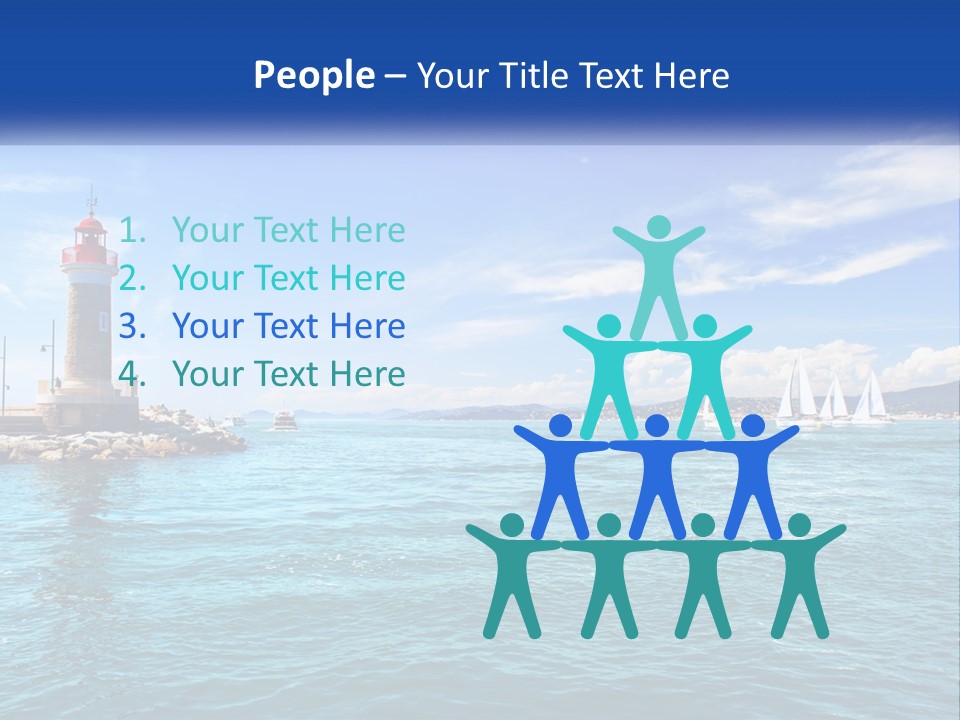 A Lighthouse With Sailboats In The Water On A Sunny Day PowerPoint Template