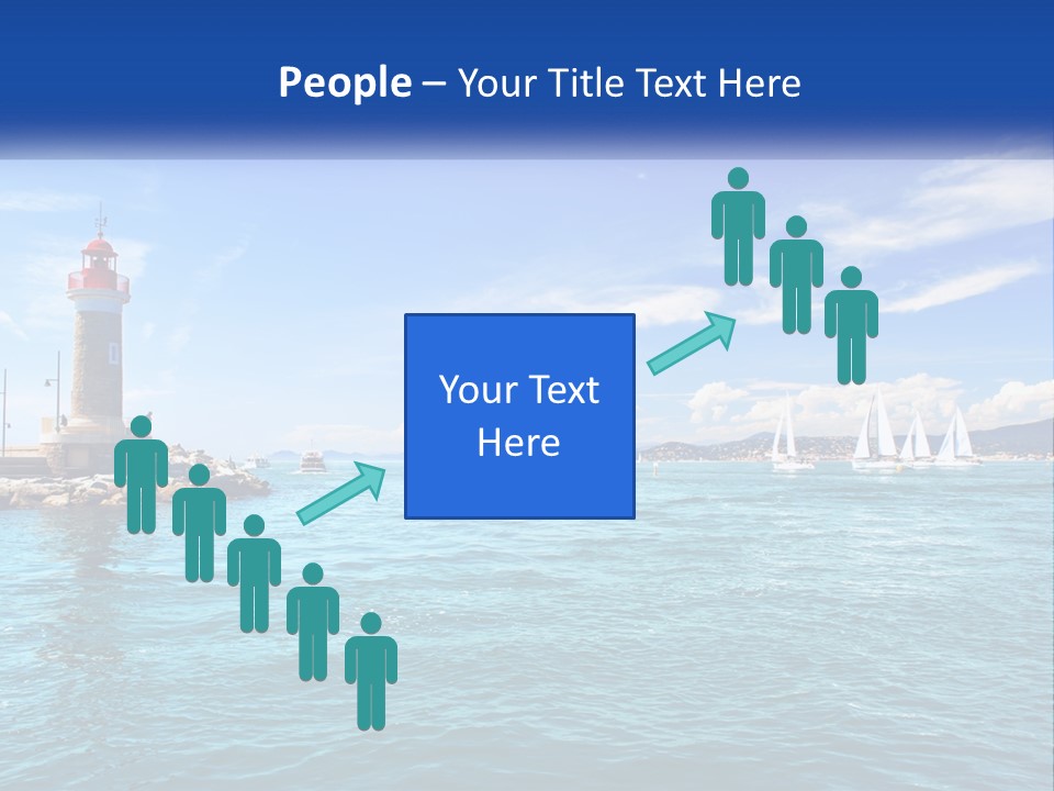 A Lighthouse With Sailboats In The Water On A Sunny Day PowerPoint Template