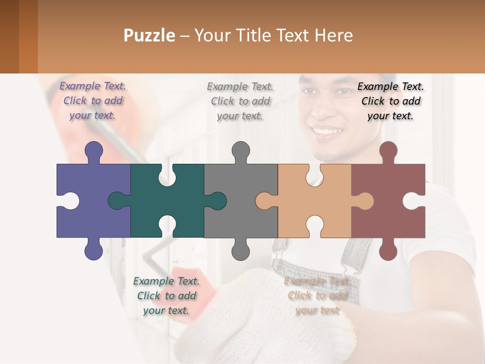 A Man Is Painting A Wall With A Roller PowerPoint Template