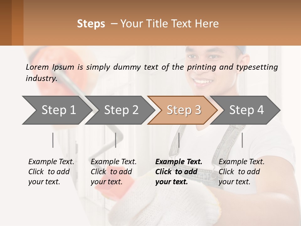 A Man Is Painting A Wall With A Roller PowerPoint Template