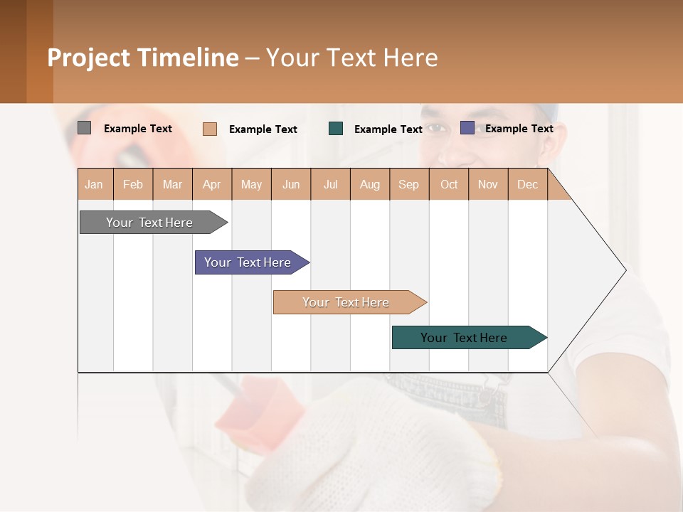 A Man Is Painting A Wall With A Roller PowerPoint Template