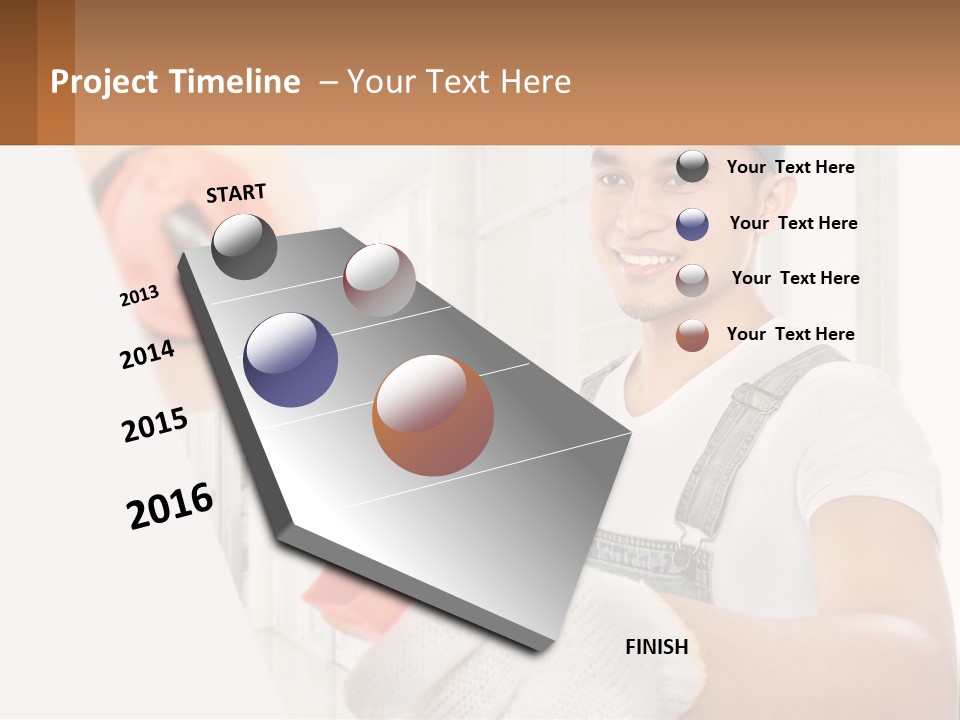 A Man Is Painting A Wall With A Roller PowerPoint Template