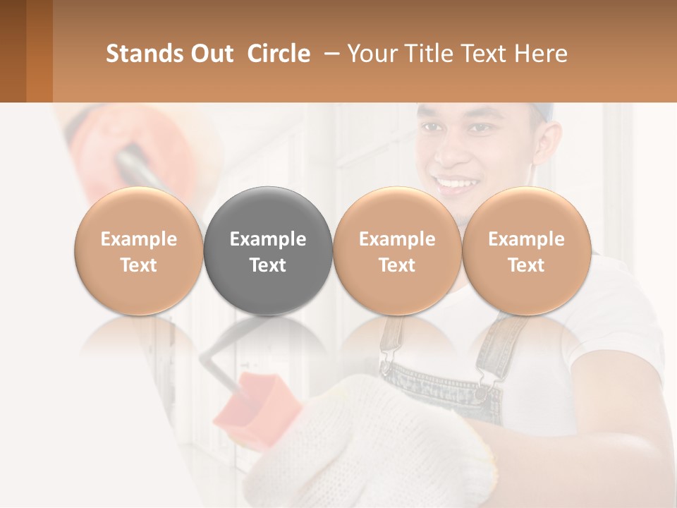 A Man Is Painting A Wall With A Roller PowerPoint Template