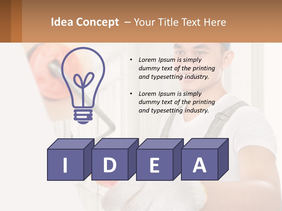 A Man Is Painting A Wall With A Roller PowerPoint Template