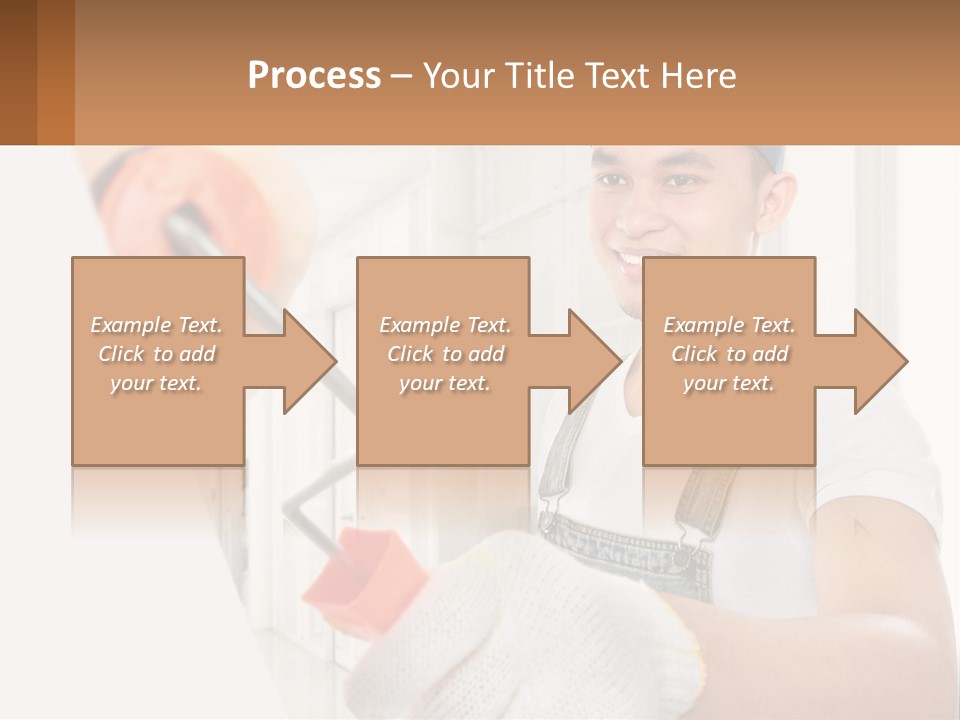 A Man Is Painting A Wall With A Roller PowerPoint Template