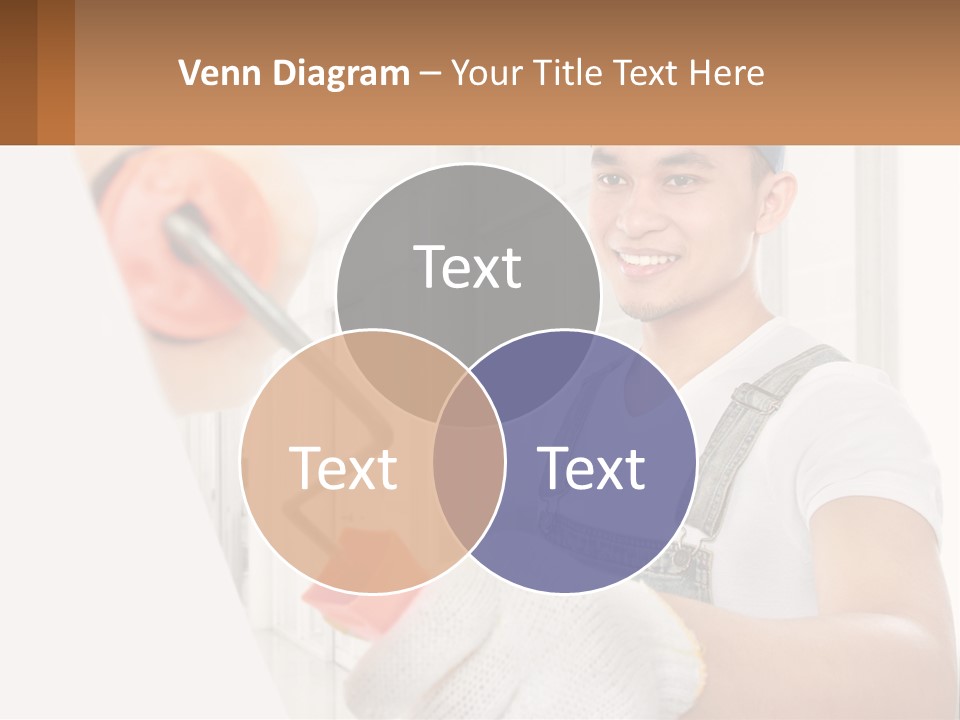 A Man Is Painting A Wall With A Roller PowerPoint Template