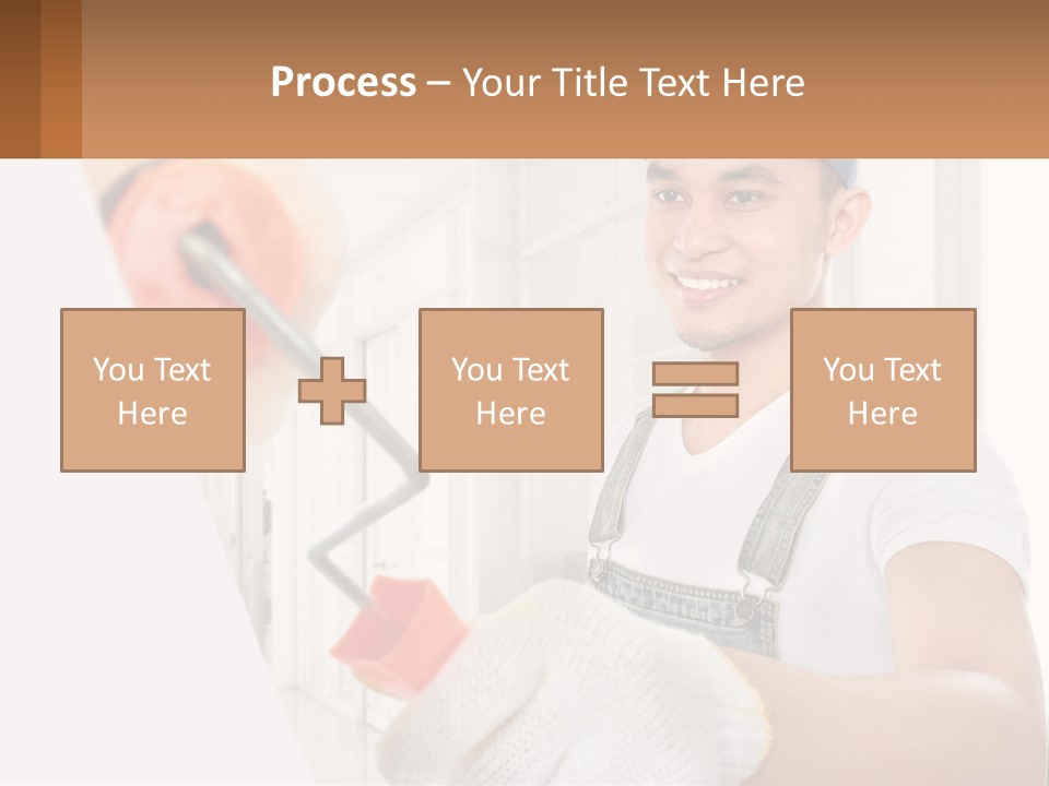 A Man Is Painting A Wall With A Roller PowerPoint Template