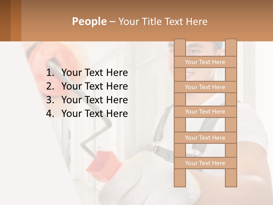 A Man Is Painting A Wall With A Roller PowerPoint Template