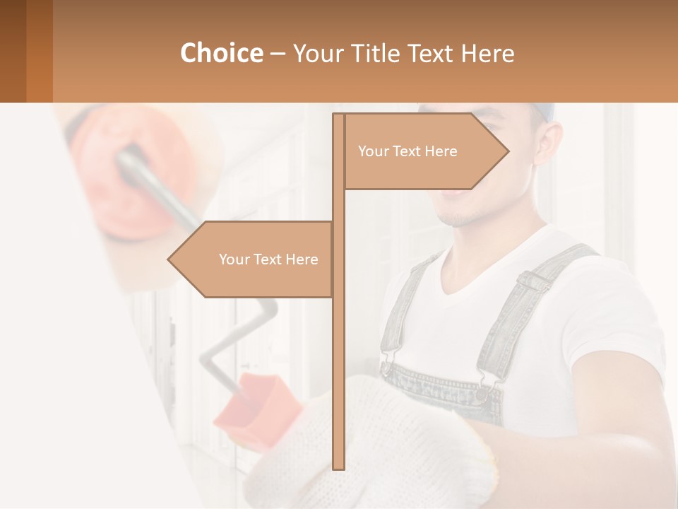 A Man Is Painting A Wall With A Roller PowerPoint Template