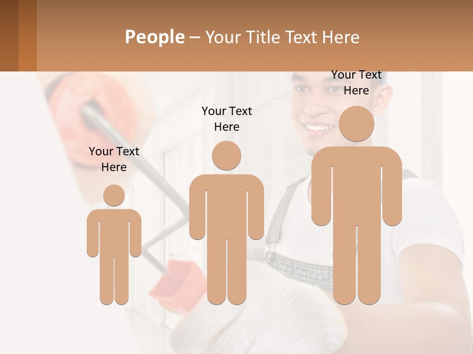 A Man Is Painting A Wall With A Roller PowerPoint Template