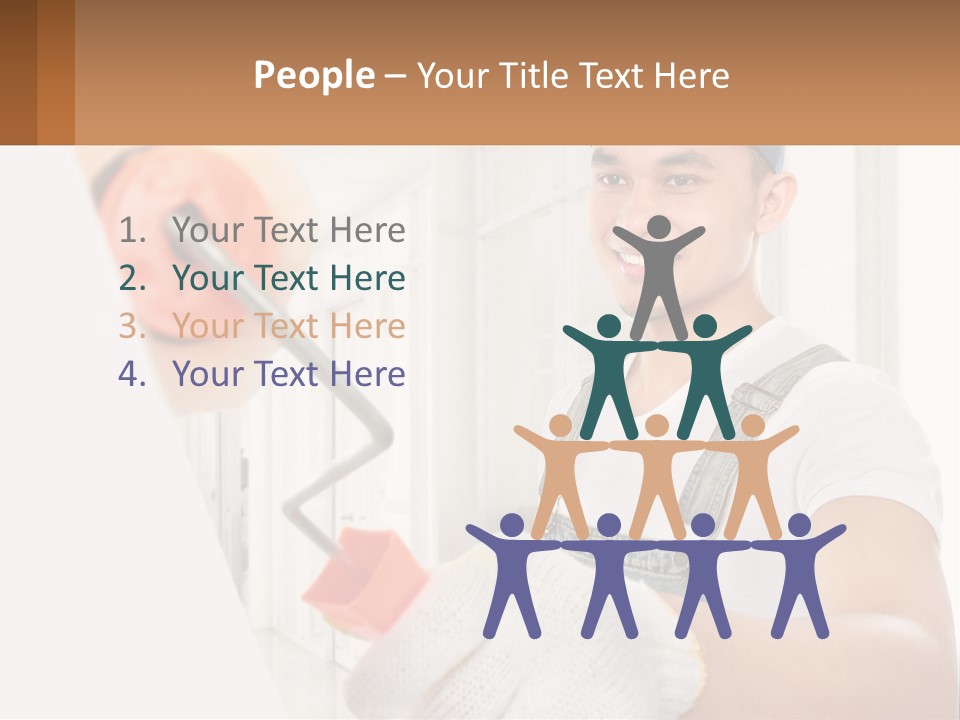 A Man Is Painting A Wall With A Roller PowerPoint Template