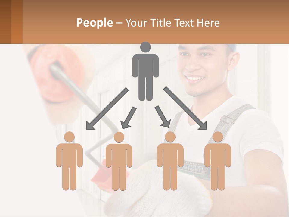 A Man Is Painting A Wall With A Roller PowerPoint Template